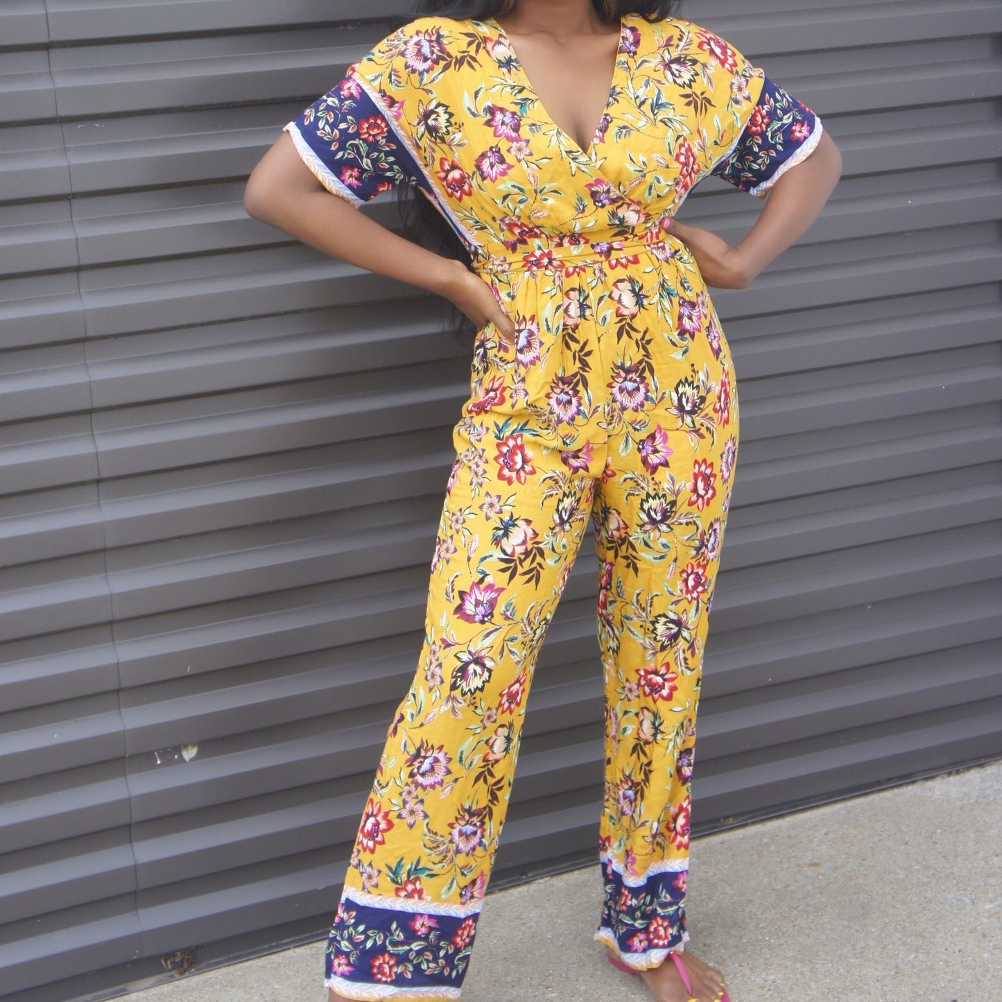 Floral Jumpsuit with waist ties