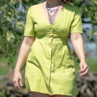 Lemon-lime Linen Dress